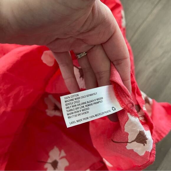 Universal Thread Red Floral Puff Sleeve Crinkle Tiered Mini Dress - Picture 7 of 7